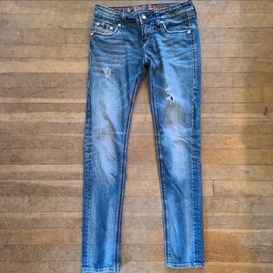 Rock Revival ‘Sora’ Embellished Skinny Destructed Jeans Size 27